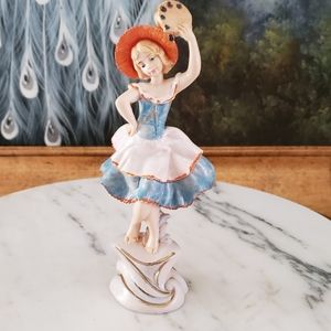 Depose Italy Girl on Pedestal w/Tamborine